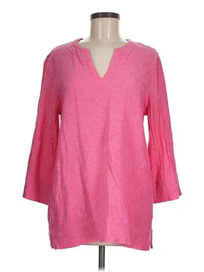 Pre-owned Lands' End 3/4 Sleeve Blouse In Pink