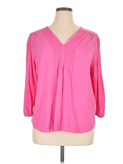 Pre-owned Lands' End 3/4 Sleeve Blouse In Pink