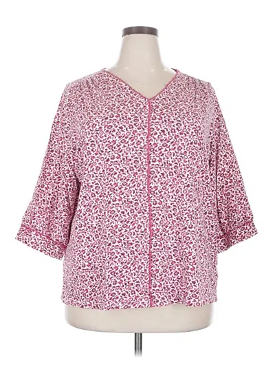 Pre-owned Lands' End 3/4 Sleeve Blouse In Pink