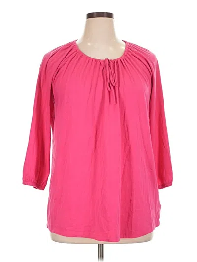 Pre-owned Lands' End 3/4 Sleeve Blouse In Pink