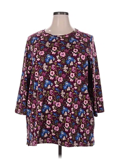 Pre-owned Lands' End 3/4 Sleeve Blouse In Purple