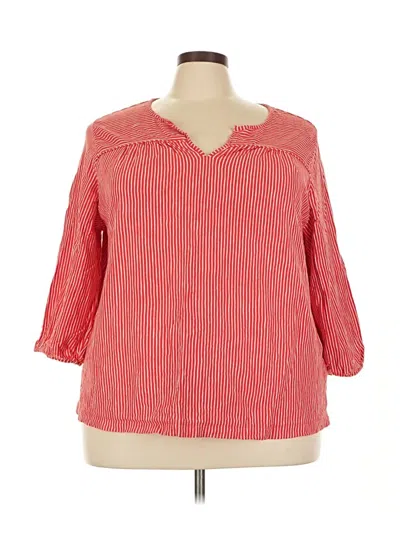 Pre-owned Lands' End 3/4 Sleeve Blouse In Red