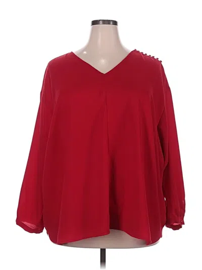 Pre-owned Lands' End 3/4 Sleeve Blouse In Red