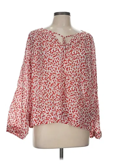 Pre-owned Lands' End 3/4 Sleeve Blouse In Red