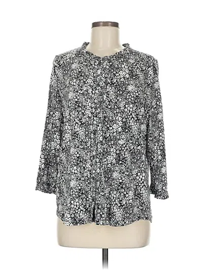 Pre-owned Lands' End 3/4 Sleeve Blouse In Silver