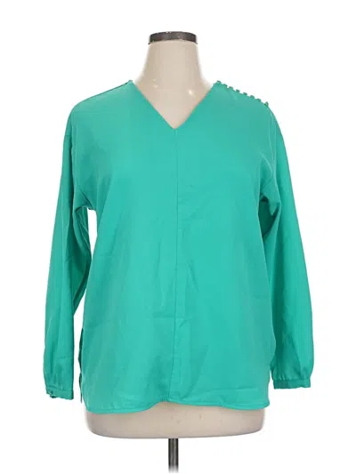 Pre-owned Lands' End 3/4 Sleeve Blouse In Teal