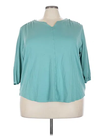 Pre-owned Lands' End 3/4 Sleeve Blouse In Teal