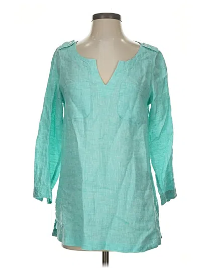 Pre-owned Lands' End 3/4 Sleeve Blouse In Teal