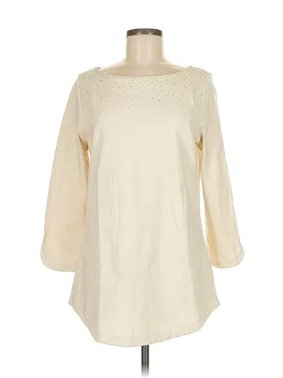 Pre-owned Lands' End 3/4 Sleeve Blouse In White