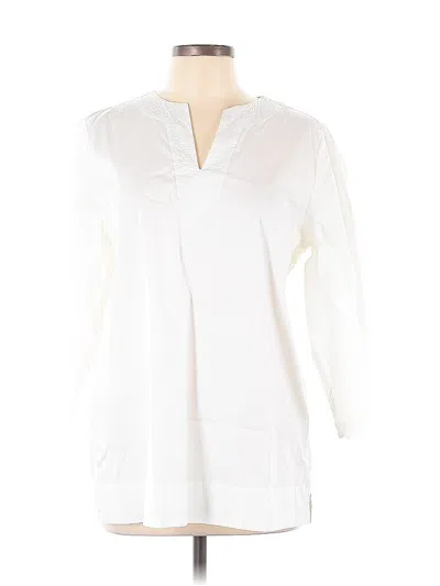Pre-owned Lands' End 3/4 Sleeve Blouse In White