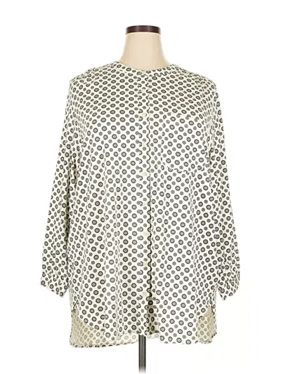 Pre-owned Lands' End 3/4 Sleeve Blouse In White