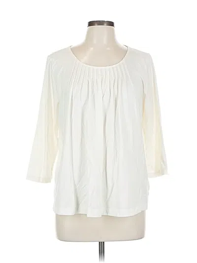 Pre-owned Lands' End 3/4 Sleeve Blouse In White
