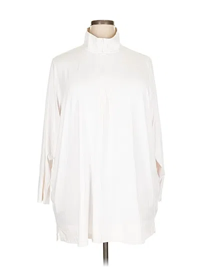 Pre-owned Lands' End 3/4 Sleeve Blouse In White