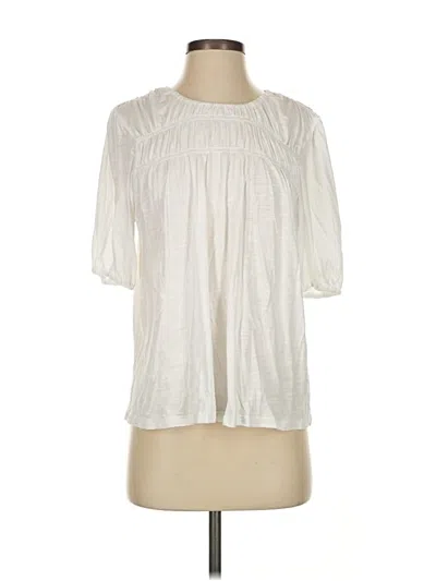 Pre-owned Lands' End 3/4 Sleeve Blouse In White
