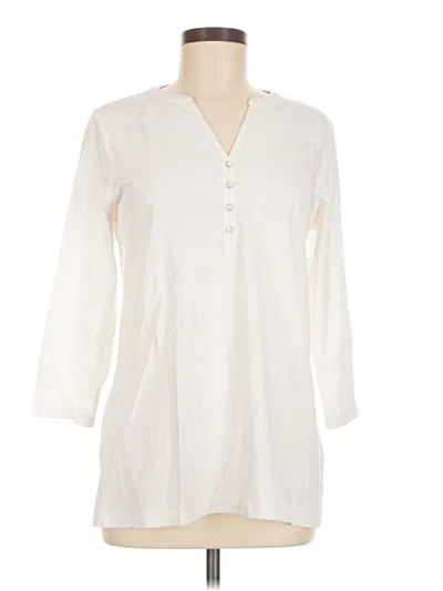 Pre-owned Lands' End 3/4 Sleeve Blouse In White