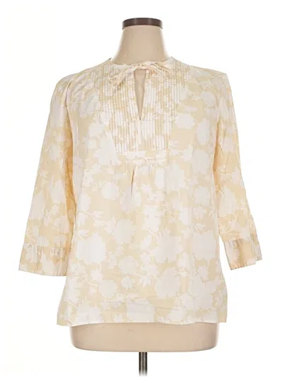 Pre-owned Lands' End 3/4 Sleeve Blouse In White