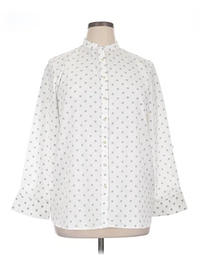 Pre-owned Lands' End 3/4 Sleeve Blouse In White