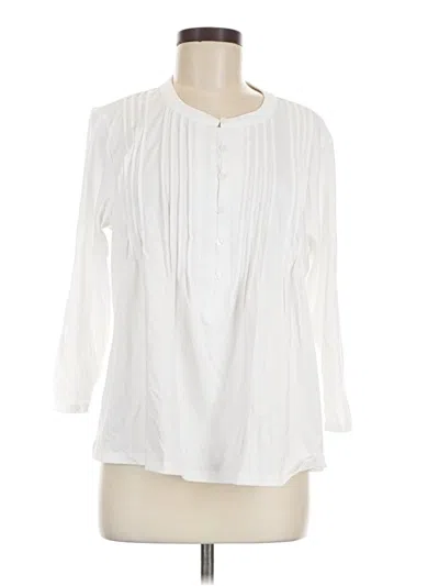 Pre-owned Lands' End 3/4 Sleeve Blouse In White
