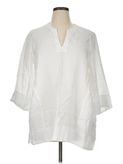 Pre-owned Lands' End 3/4 Sleeve Blouse In White