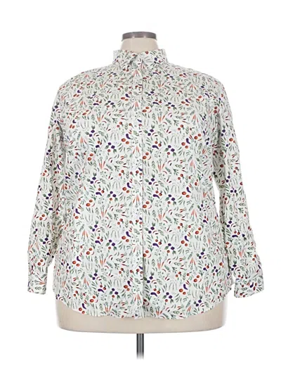 Pre-owned Lands' End 3/4 Sleeve Blouse In White