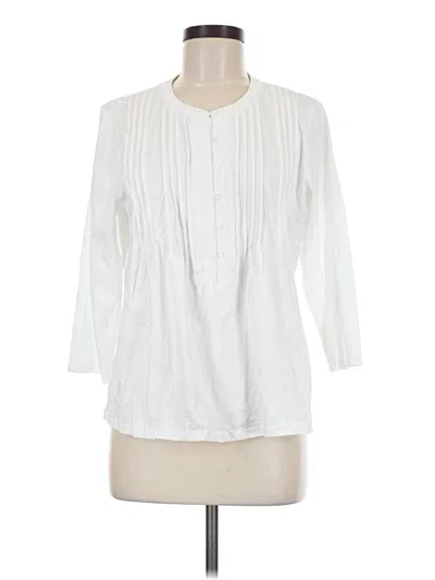 Pre-owned Lands' End 3/4 Sleeve Blouse In White