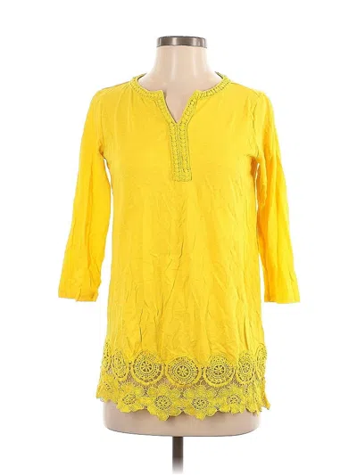 Pre-owned Lands' End 3/4 Sleeve Blouse In Yellow