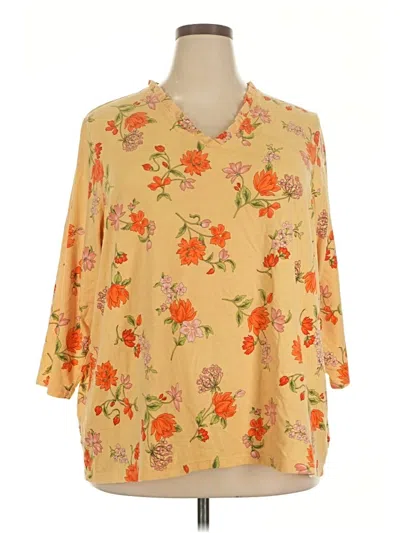Pre-owned Lands' End 3/4 Sleeve Blouse In Yellow