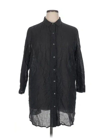 Pre-owned Lands' End 3/4 Sleeve Button Down Shirt In Black