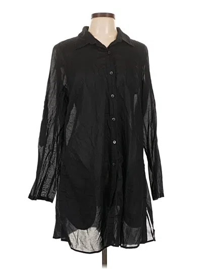 Pre-owned Lands' End 3/4 Sleeve Button Down Shirt In Black