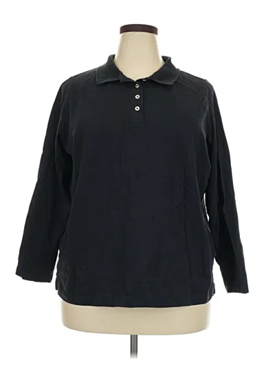 Pre-owned Lands' End 3/4 Sleeve Button Down Shirt In Black