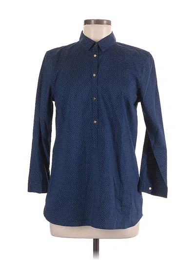 Pre-owned Lands' End 3/4 Sleeve Button Down Shirt In Blue