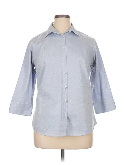 Pre-owned Lands' End 3/4 Sleeve Button Down Shirt In Blue