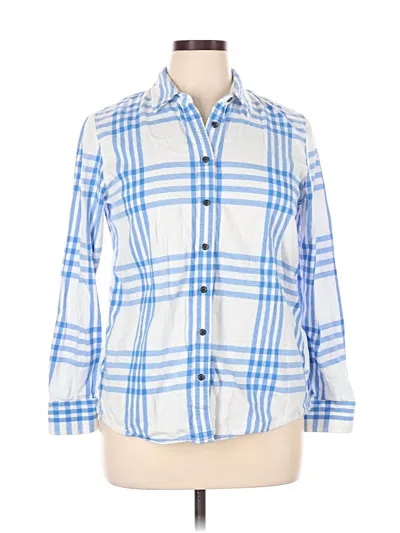 Pre-owned Lands' End 3/4 Sleeve Button Down Shirt In Blue