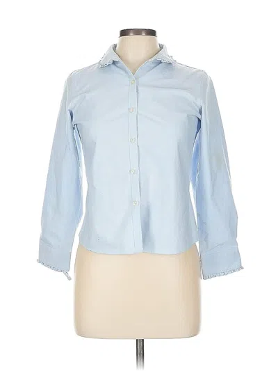 Pre-owned Lands' End 3/4 Sleeve Button Down Shirt In Blue