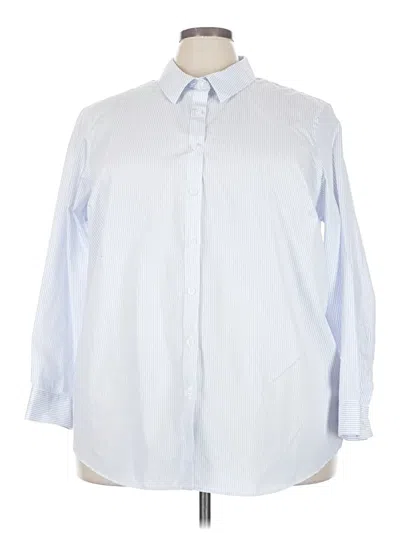 Pre-owned Lands' End 3/4 Sleeve Button Down Shirt In Blue