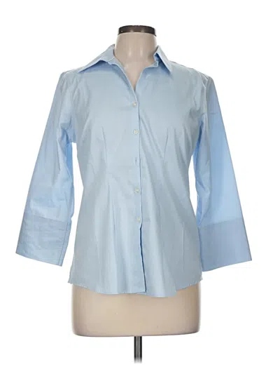Pre-owned Lands' End 3/4 Sleeve Button Down Shirt In Blue