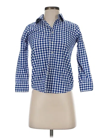 Pre-owned Lands' End 3/4 Sleeve Button Down Shirt In Blue