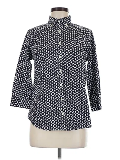 Pre-owned Lands' End 3/4 Sleeve Button Down Shirt In Blue