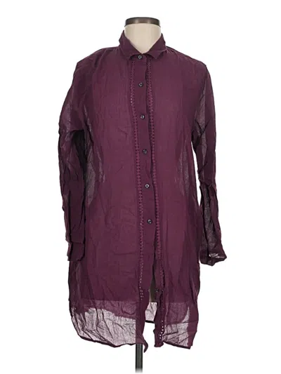 Pre-owned Lands' End 3/4 Sleeve Button Down Shirt In Burgundy