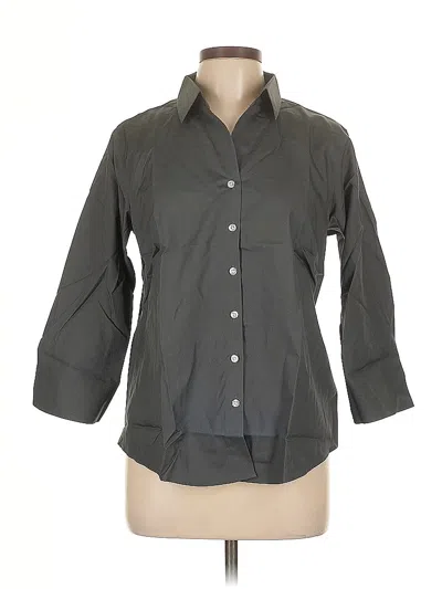 Pre-owned Lands' End 3/4 Sleeve Button Down Shirt In Gray