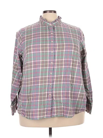 Pre-owned Lands' End 3/4 Sleeve Button Down Shirt In Gray