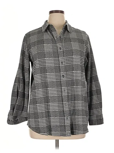 Pre-owned Lands' End 3/4 Sleeve Button Down Shirt In Gray
