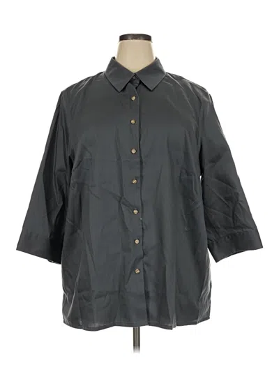 Pre-owned Lands' End 3/4 Sleeve Button Down Shirt In Gray