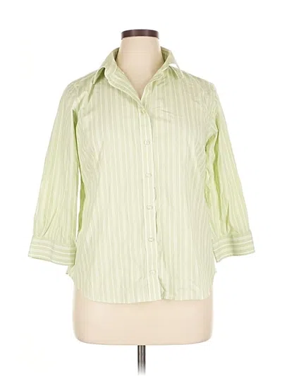 Pre-owned Lands' End 3/4 Sleeve Button Down Shirt In Green