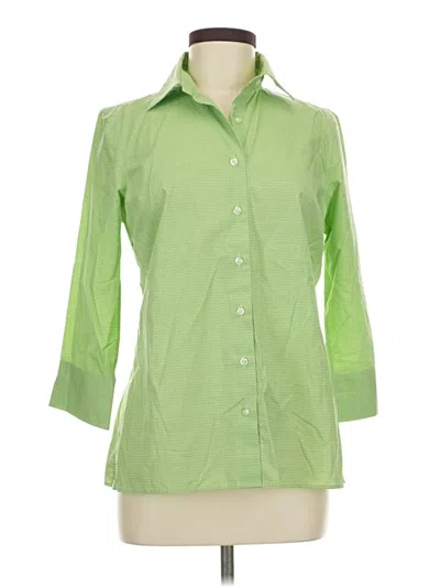 Pre-owned Lands' End 3/4 Sleeve Button Down Shirt In Green