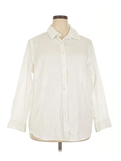 Pre-owned Lands' End 3/4 Sleeve Button Down Shirt In Ivory
