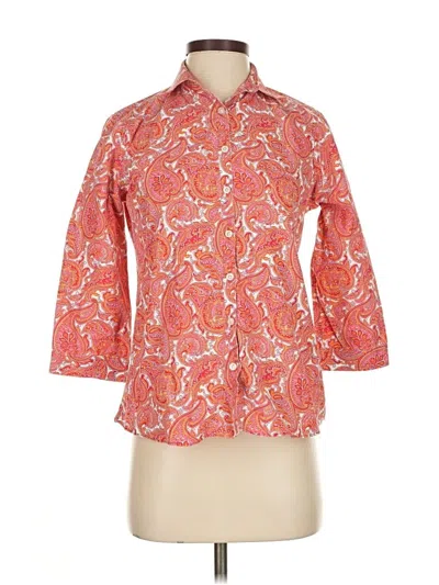 Pre-owned Lands' End 3/4 Sleeve Button Down Shirt In Orange