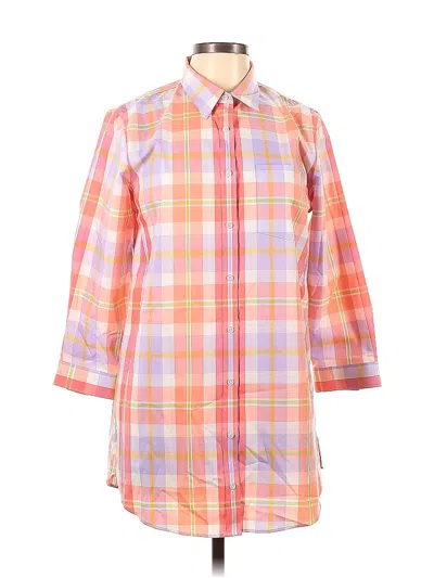 Pre-owned Lands' End 3/4 Sleeve Button Down Shirt In Pink