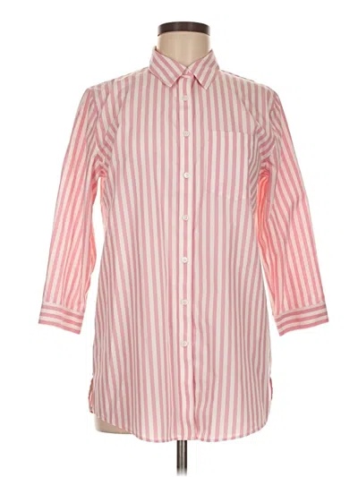 Pre-owned Lands' End 3/4 Sleeve Button Down Shirt In Pink