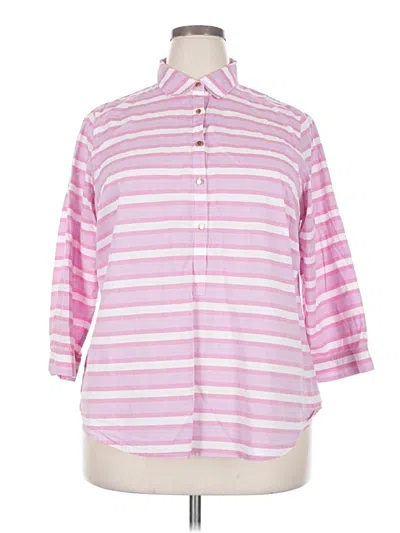 Pre-owned Lands' End 3/4 Sleeve Button Down Shirt In Pink